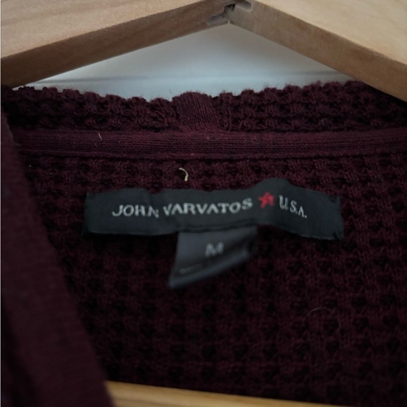 John Varvatos Waffle Knit Pullover Hoodie Wine - Picture 5 of 8